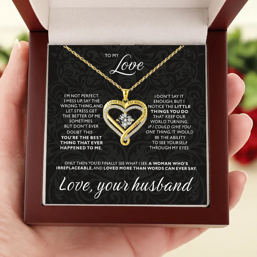 Engraved Heart Necklace with Wooden Box