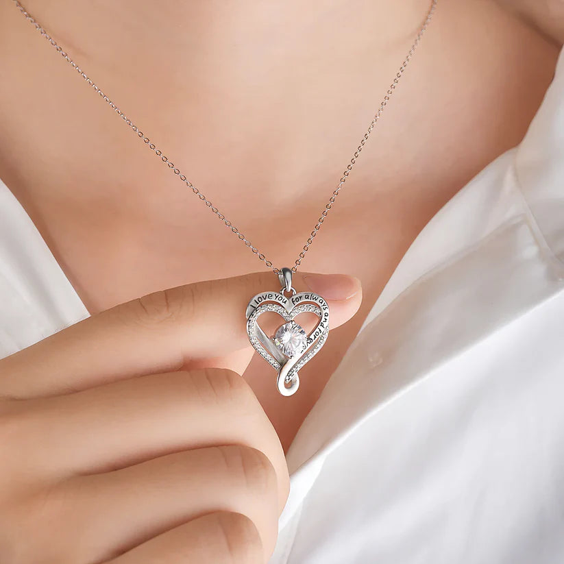 Engraved Heart Necklace with Wooden Box (To my love)