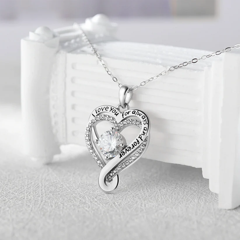 Engraved Heart Necklace with Wooden Box (To my love)