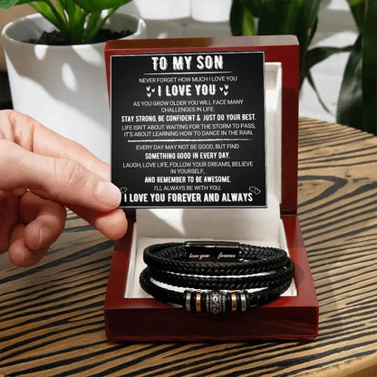 To My Son - "Love You Forever" Bracelet Gift Set with Wooden box