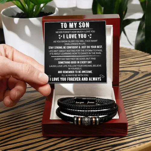 To My Son - "Love You Forever" Bracelet Gift Set with Wooden box