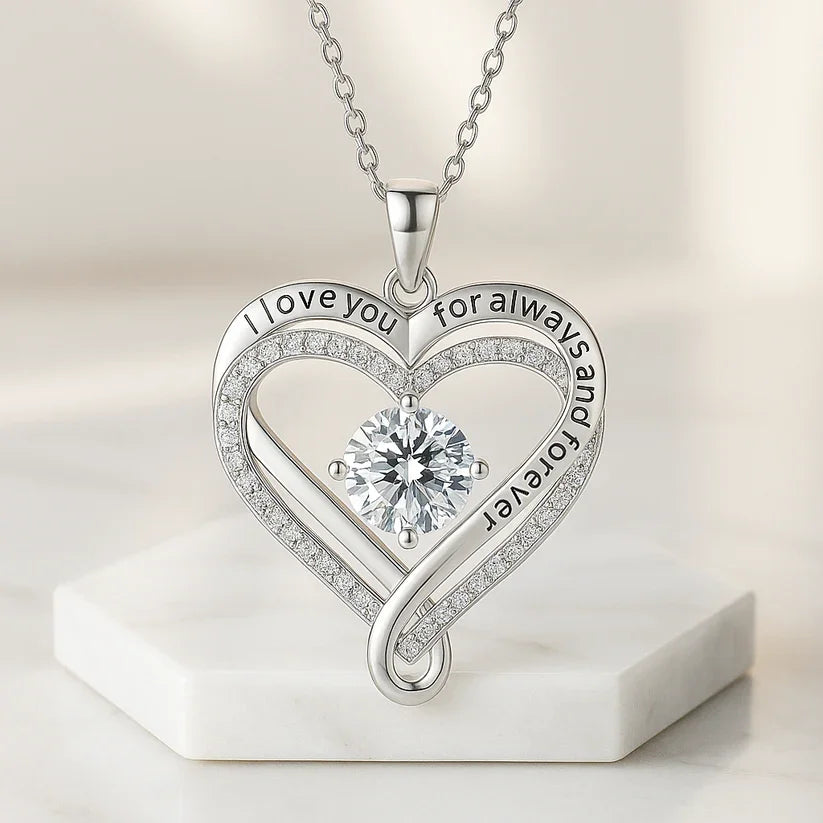 Engraved Heart Necklace with Wooden Box (To my love)